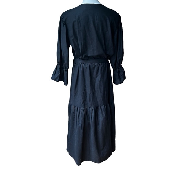 ELF Peony Black Linen Midi Dress, Sz XXL - Picture 5 of 15